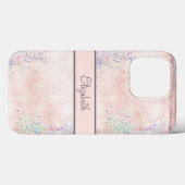 Monogram Glam Roze Wit Glans Elegant Case-Mate iPhone Case (Achterkant (horizontaal))