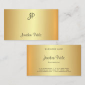 Monogram Glamoureus Goud Professioneel Modern Visitekaartje (Voorkant / Achterkant)