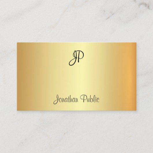 Monogram Glamoureus Goud Professioneel Modern Visitekaartje (Voorkant)