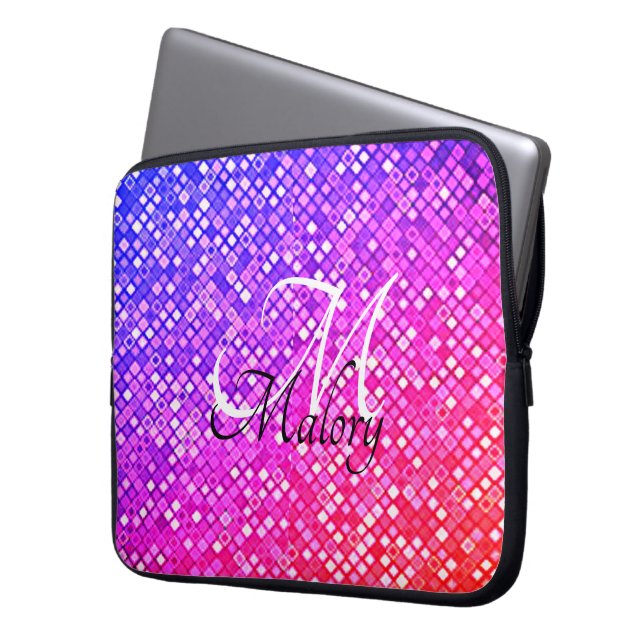 Monogram Glans Gepersonaliseerde Laptophoes Laptop Sleeve (Voorkant Links)