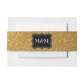 Monogram glanzend goudglitter-ballonband uitnodigingen wikkel (Voorkant Voorbeeld)