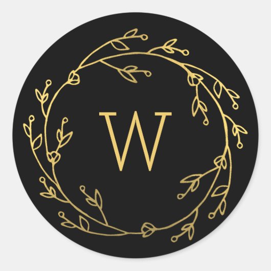 Monogram glanzend krans geschenk Label Sticker (Voorkant)