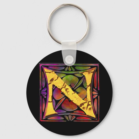Monogram: Glas in lood N Sleutelhanger (Voorkant)