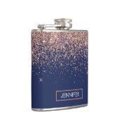 Monogram Glitter Blush Pink Rose Gold Navy Blue Heupfles (Rechts)