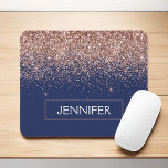 Monogram Glitter Blush Pink Rose Gold Navy Blue Muismat<br><div class="desc">Roos Gold - Blush Pink en Navy Blue Faux Glitter Sparkle Elegant and Modern Chic Trendy Monogrammed Muismat. Deze monogram - voeg uw eigen naam toe aangepast mousepad kan met jouw naam worden bijgewerkt.</div>