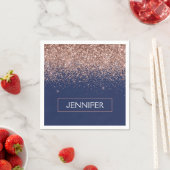 Monogram Glitter Blush Pink Rose Gold Navy Blue Servet (Insitu)