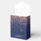 Monogram Glitter Blush Roze Goud Navy Blauwe Bedankdoosjes (Geopend)