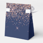 Monogram Glitter Blush Roze Goud Navy Blauwe Bedankdoosjes (Achterkant)