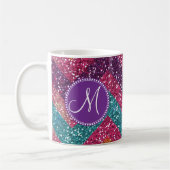 Monogram Glitter Chevron Pink Paars Blauwgroen Sin Koffiemok (Links)