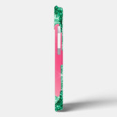 Monogram Glitter druppelt roze groene rendie af Case-Mate iPhone Case (Achterkant / Links)