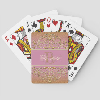 Monogram Glitter Golden en Roze Speelkaarten