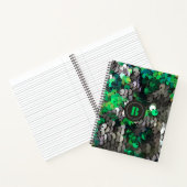 Monogram glitter grijs groen pailletten girly spar notitieboek (Binnen)