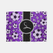Monogram glitter indigo paarse voetballen fleece deken (Voorkant (Horizontaal))