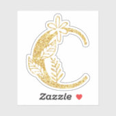 Monogram Glitter Initiaal C Floral Vinyl Sticker (Vel)