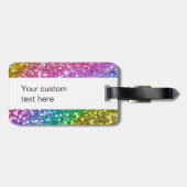 Monogram Glitter Look Gepersonaliseerde Regenboog Bagagelabel (Achterkant horizontaal)