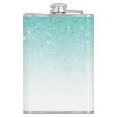Monogram Glitter Ombre Aqua Blue Girly Heupfles (Achterkant)