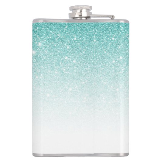 Monogram Glitter Ombre Aqua Blue Girly Heupfles (Achterkant)