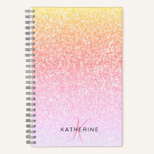 Monogram Glitter Rainbow Glitter Feminine Notitieboek