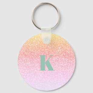 Monogram Glitter Rainbow Sleutelhanger