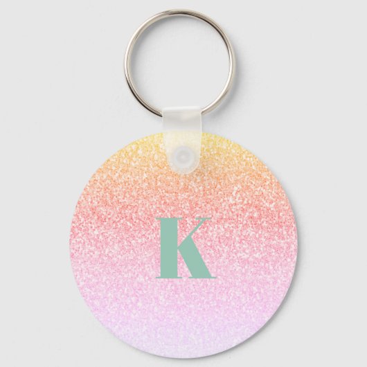 Monogram Glitter Rainbow Sleutelhanger (Voorkant)