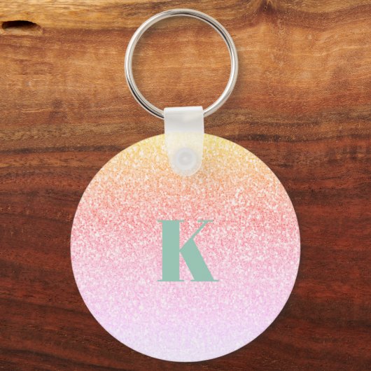 Monogram Glitter Rainbow Sleutelhanger (Voorkant)