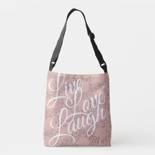 Monogram Glitter Roos Blush Live Love Lach Tas (Achterkant)