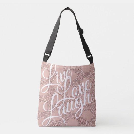 Monogram Glitter Roos Blush Live Love Lach Tas (Voorkant)