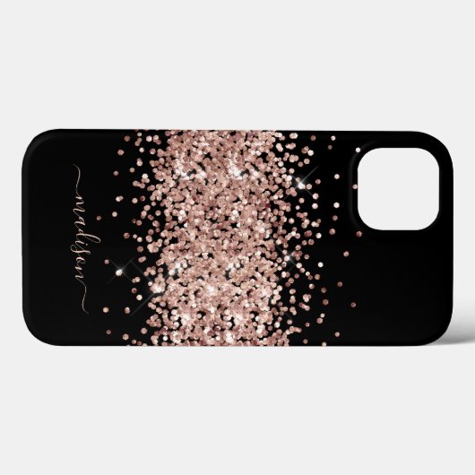 Monogram Glitter Roos Gold Modern Sparkle Chich Case-Mate iPhone Case (Achterkant (horizontaal))