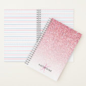 Monogram Glitter Roze Sparkle Vrouwelijk Notitieboek (Binnen)