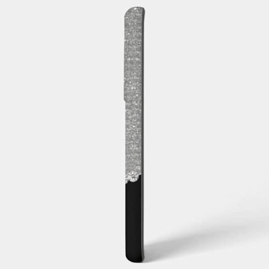 Monogram Glitter Silver Glam Samsung Galaxy Hoesje (Achterkant horizontaal)