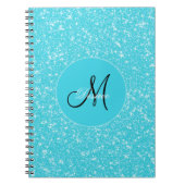Monogram Glitter Sparkle Blauwgroen White Girly El Notitieboek (Voorkant)