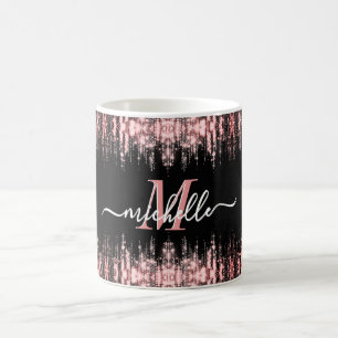 Monogram Glitter Sparkle Roos Goud Girly Koffiemok