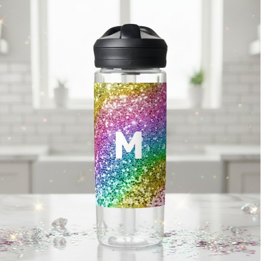 Monogram Glitter Specialized Rainbow Waterfles