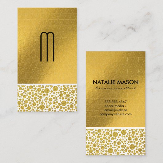 Monogram | Glitter Stip | Lux Geometrisch Visitekaartje (Voorkant / Achterkant)