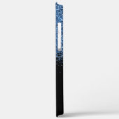 Monogram Glitter Vervagende Calligrafie Naam Blau Case-Mate iPhone Case (Achterkant / Links)