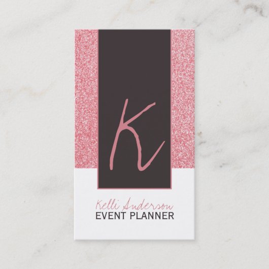 Monogram Glitter-visitekaartje Visitekaartje (Voorkant)