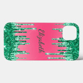 Monogram Glitterdruppels Roze Groen Trendy Case-Mate iPhone Case (Achterkant (horizontaal))