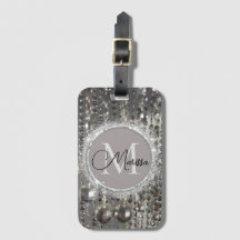 Monogram Glitterige Zilveren Kralen aan een Snoer