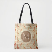 Monogram Glitterij Giraffe op goudfolie Tote Bag (Voorkant)