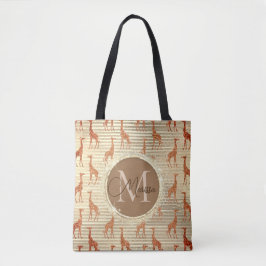Monogram Glitterij Giraffe op goudfolie Tote Bag