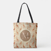 Monogram Glitterij Giraffe op goudfolie Tote Bag (Achterkant)