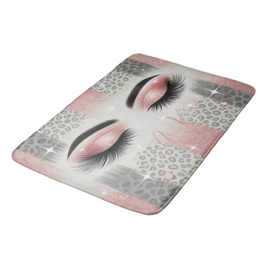 Monogram glitterwimpers badmat (Gekanteld)