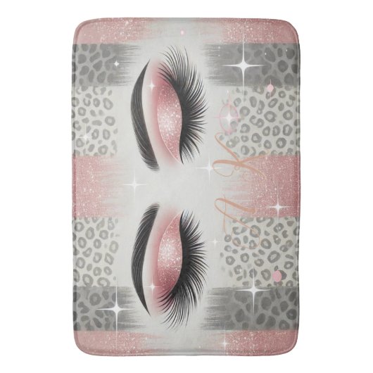 Monogram glitterwimpers badmat (Voorkant Verticaal)