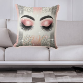 Monogram glitterwimpers kussen