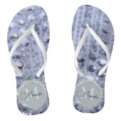Monogram Glittery Blue Beads Teenslippers (Voetbed)