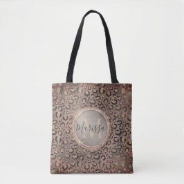 Monogram Glittery Chic Leopard Tote Bag