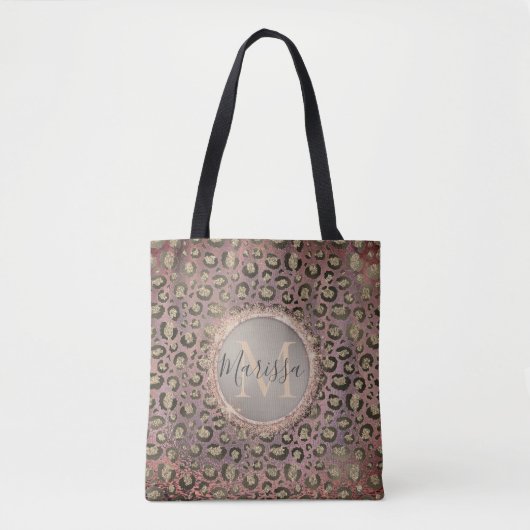 Monogram Glittery Chic Leopard Tote Bag (Voorkant)