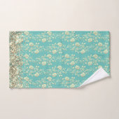 Monogram Glittery Flowers op Blauwgroen Bad Handdoek (Handdoek)