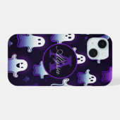 Monogram gloeiende geesten in de nacht iPhone 15 case (Achterkant horizontaal)