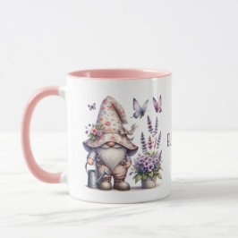 Monogram Gnome Paarse Roze Bloemen Vlinders Mok